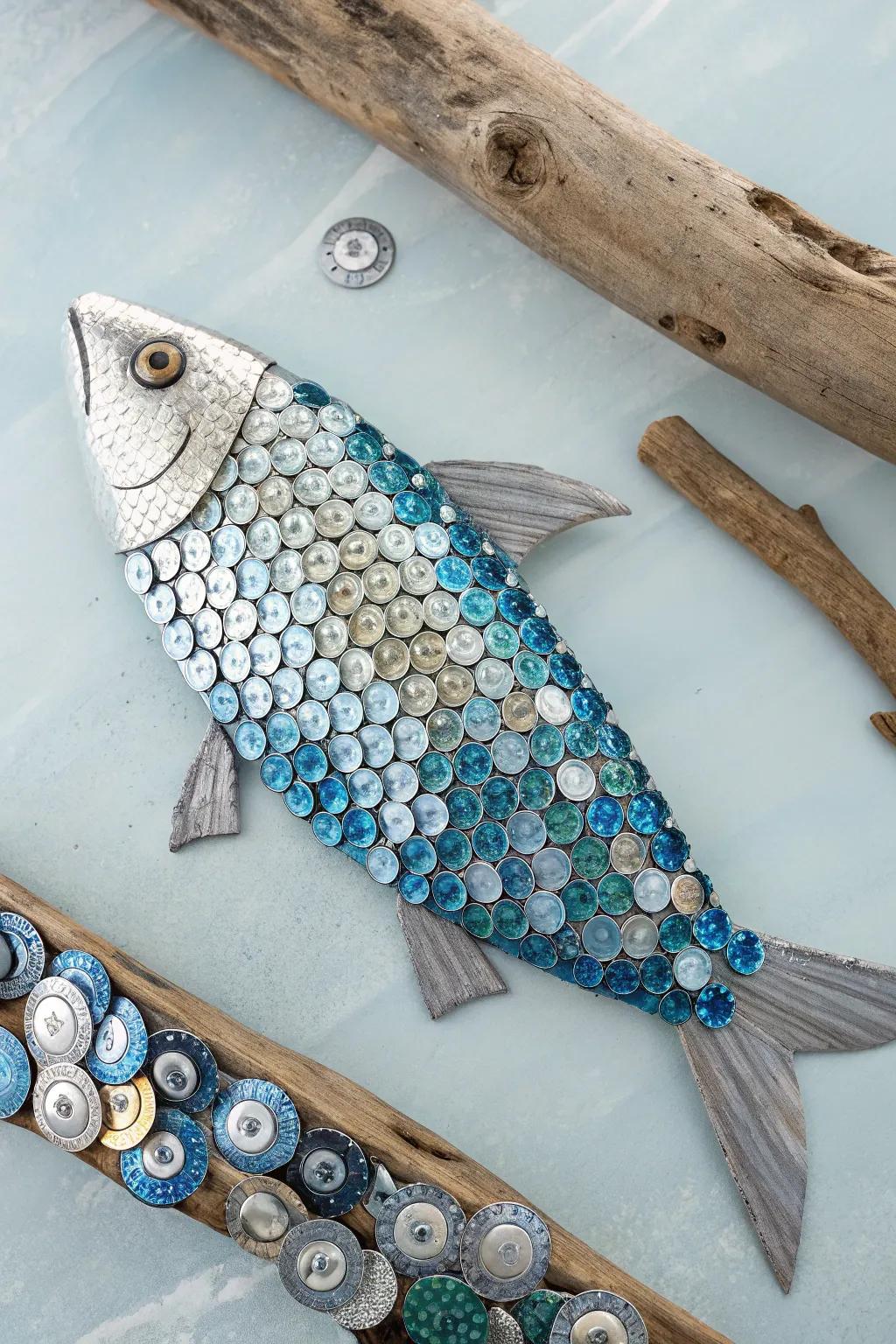 Transform bottle caps into delightful sea creatures for a charming and sustainable decor touch.