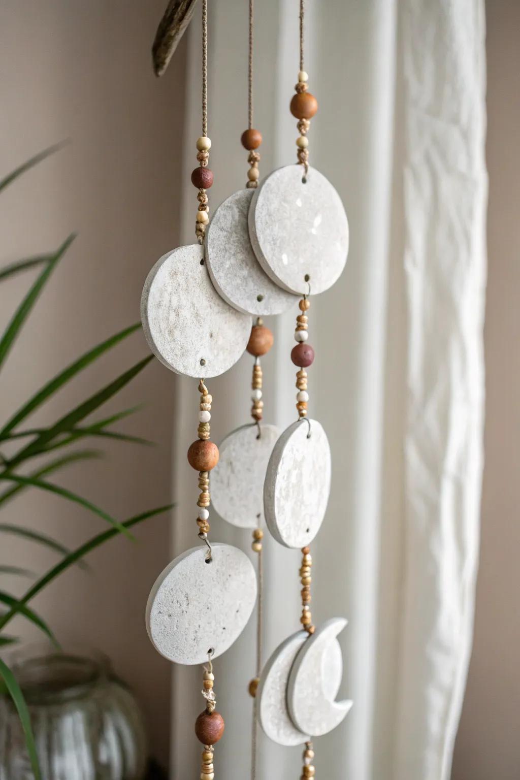 Capture the magic of moonlit nights with this celestial DIY wind chime. 🌙✨ #MoonPhaseMagic #DIYHomeDecor