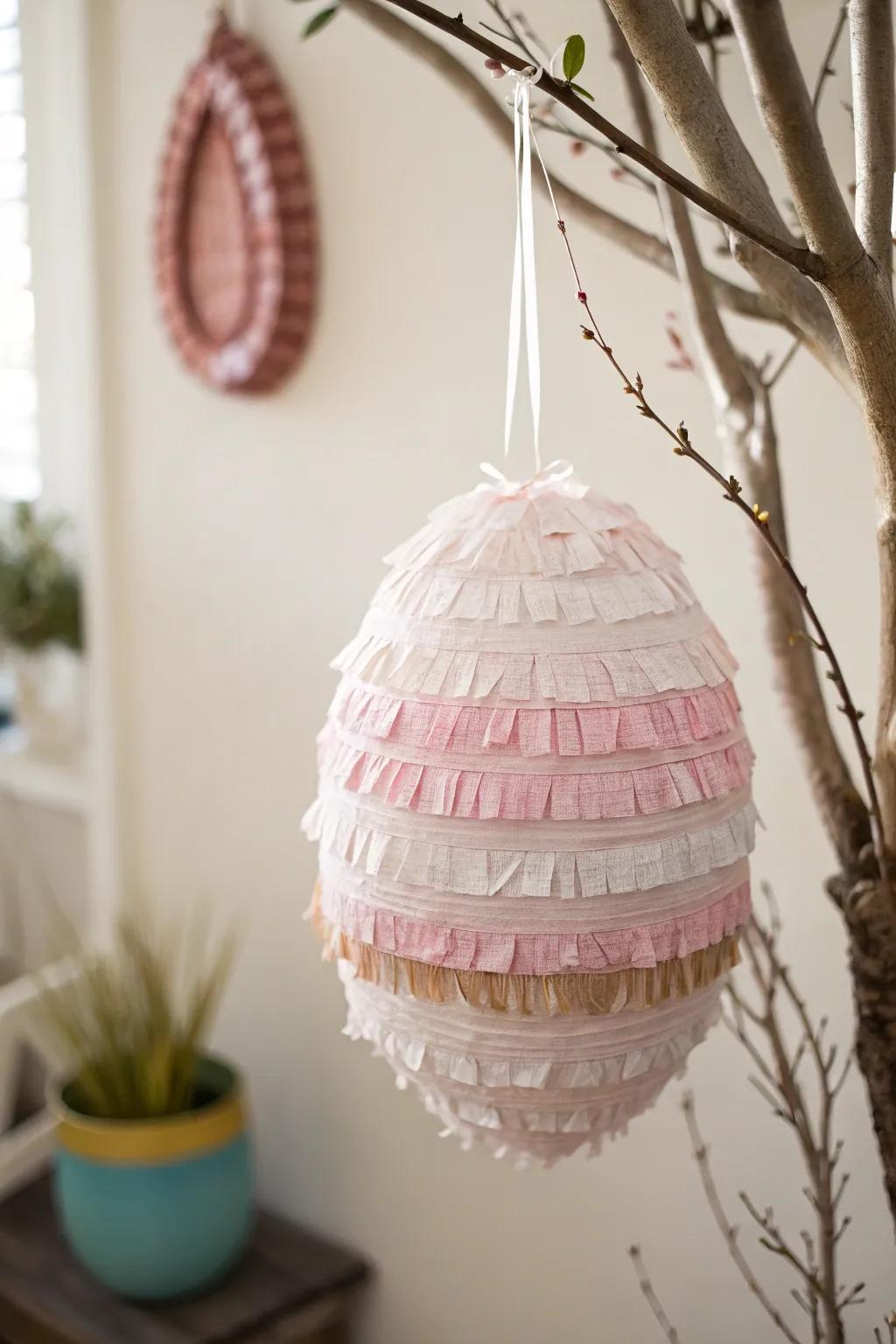 Delight in the artistry of Easter with this charming DIY egg piñata, a perfect blend of simplicity and creativity.
