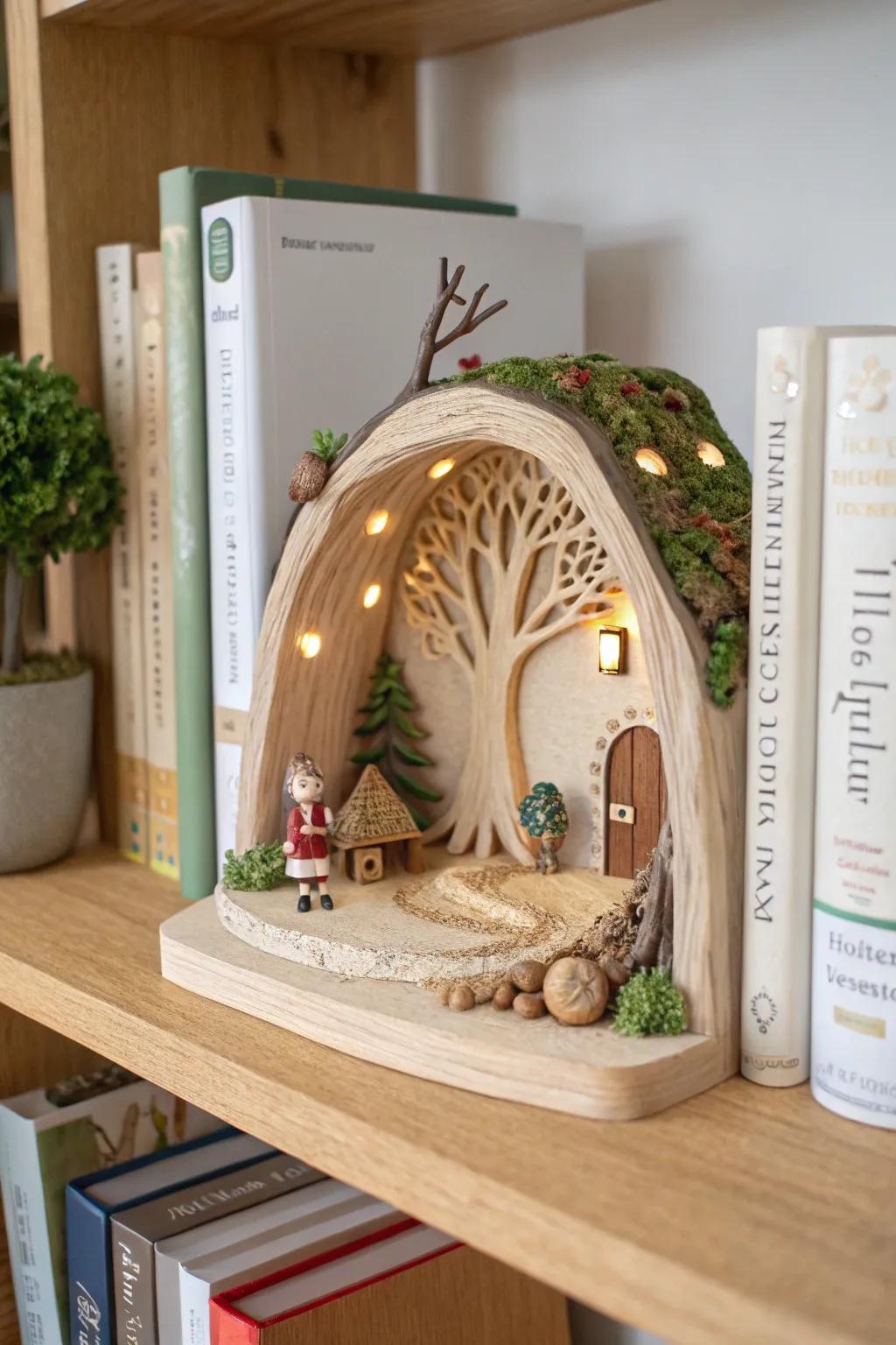 Discover the magic of miniature worlds with these charming clay book nooks – the perfect touch of whimsy for your bookshelf!