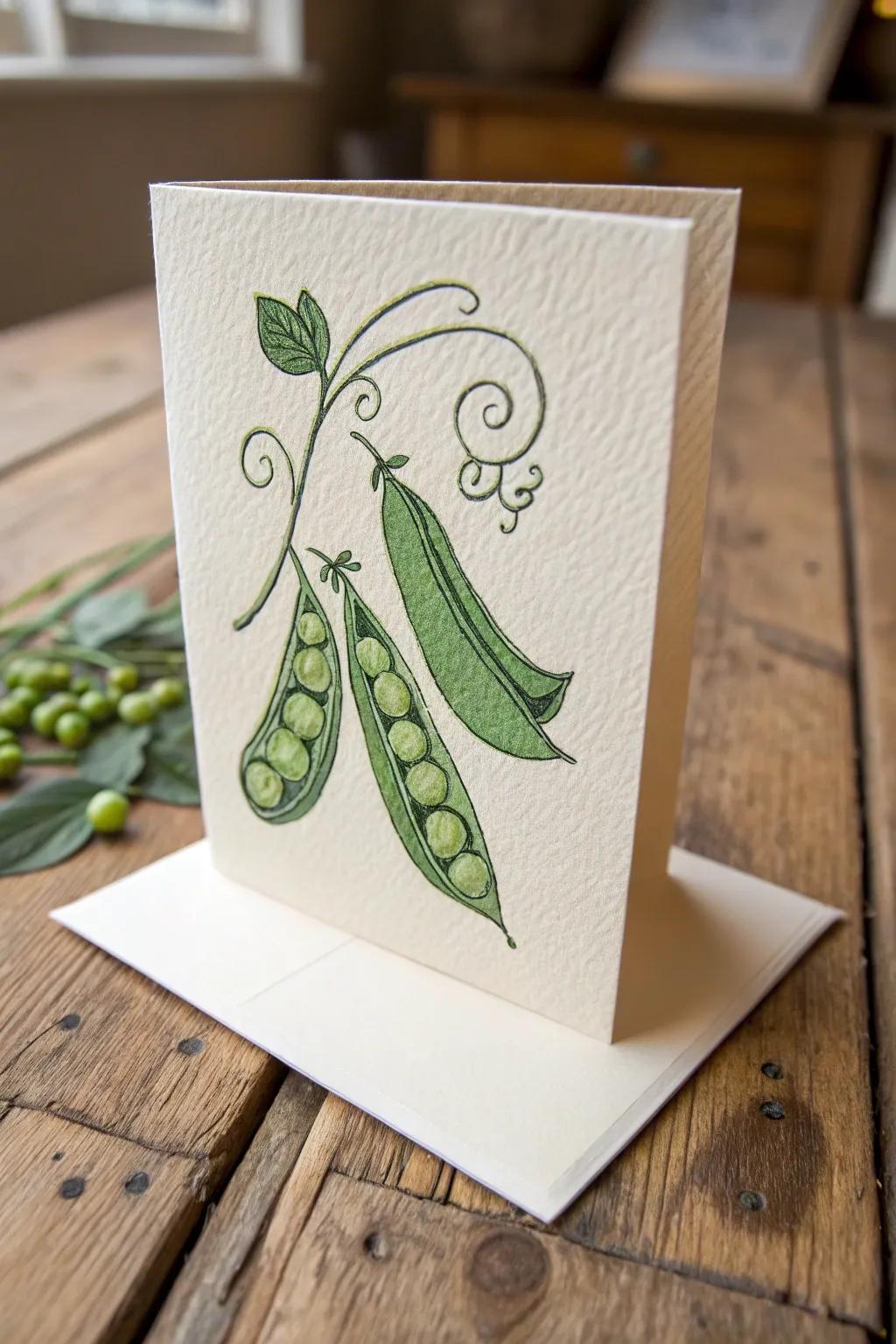 Celebrate the special bond with a handcrafted 'Peas in a Pod' Father's Day card, perfect for those who value timeless craftsmanship.