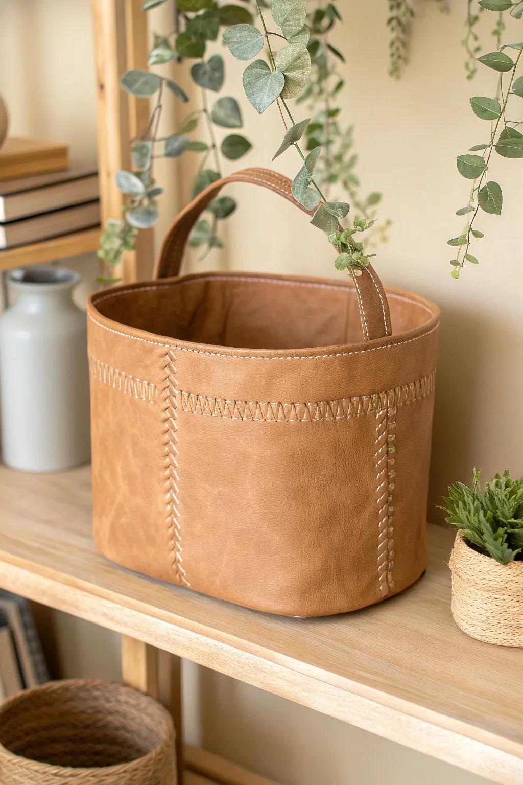 Elevate your space with chic faux leather organizers that blend simplicity and style.