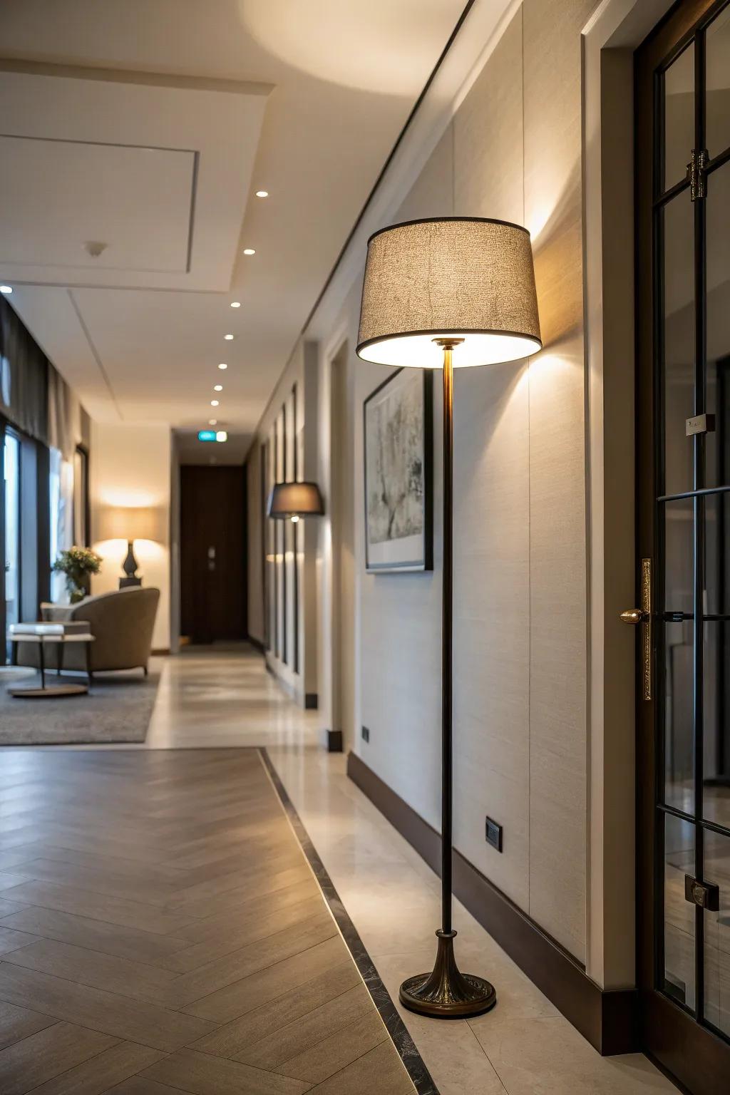 Add intrigue by placing floor lamps in unexpected areas of your home.