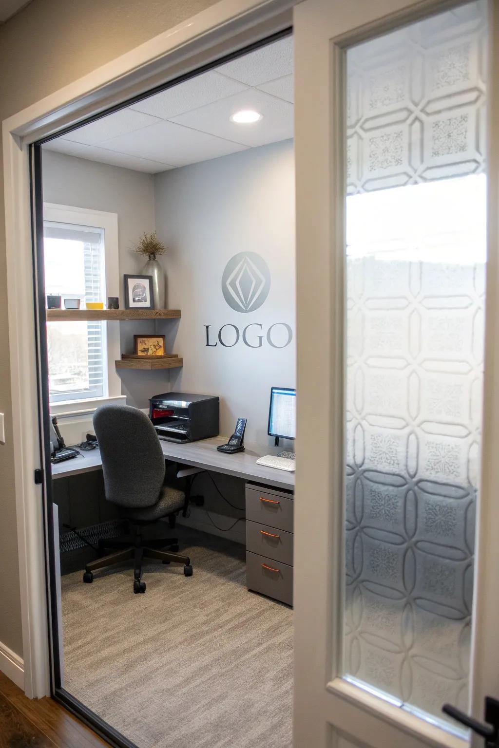 Make your mark with customized frosted window designs.