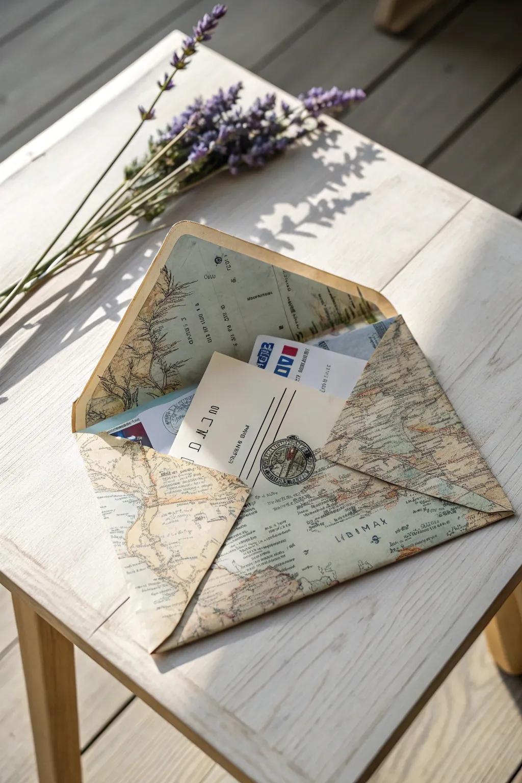 Explore new horizons with a map envelope gift card holder, perfect for the adventurous soul.