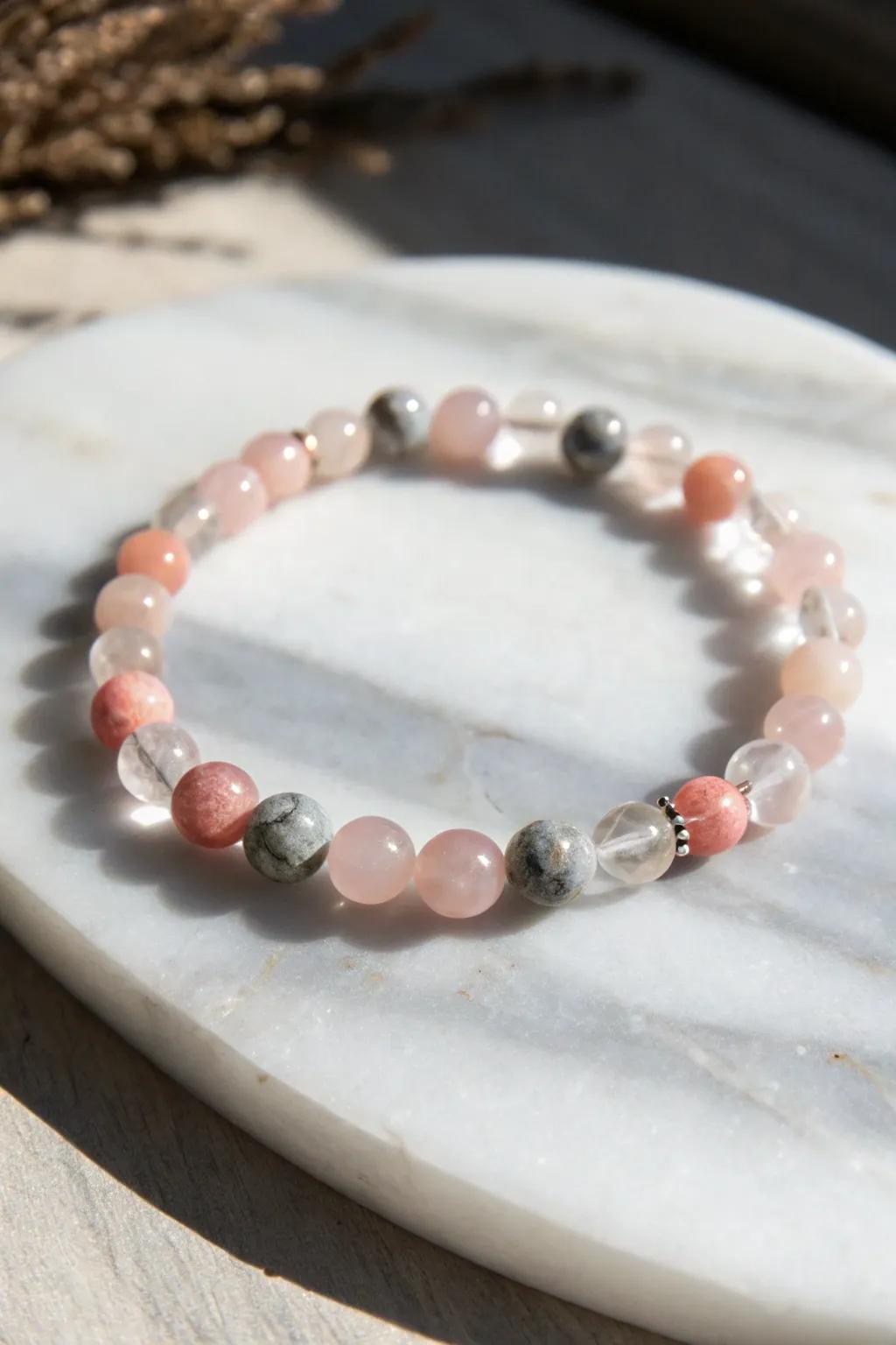 Elevate your style with this versatile glass bead bracelet, effortlessly transitioning from day to night elegance.