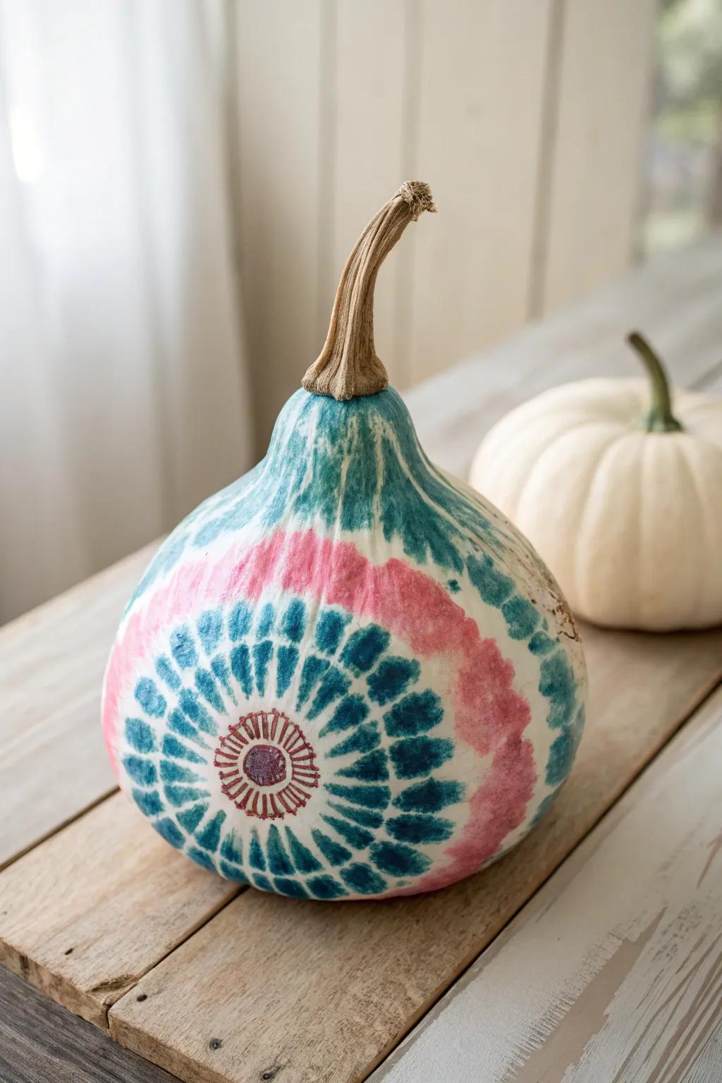 Discover the art of tie-dye on gourds for a unique and vibrant decor piece.