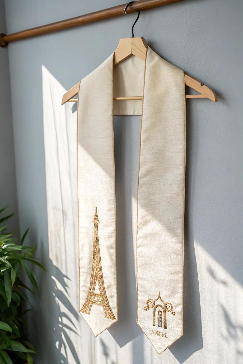 Celebrate your journey with a touch of wanderlust on your graduation stole.