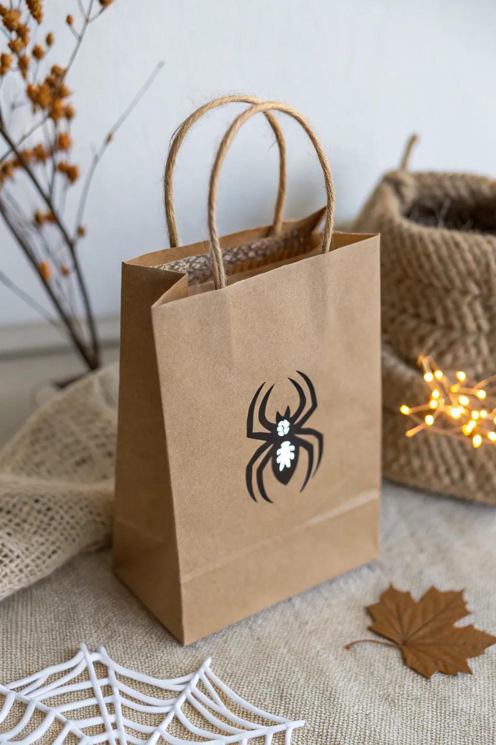 Illuminate the night with minimalist charm: Glow-in-the-dark treat bags for a stylish Halloween touch.