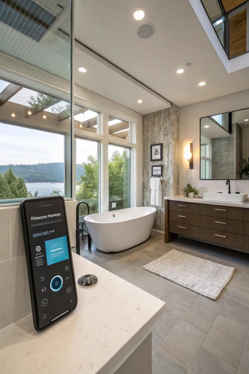 Voice-controlled features for a modern, accessible bathroom.