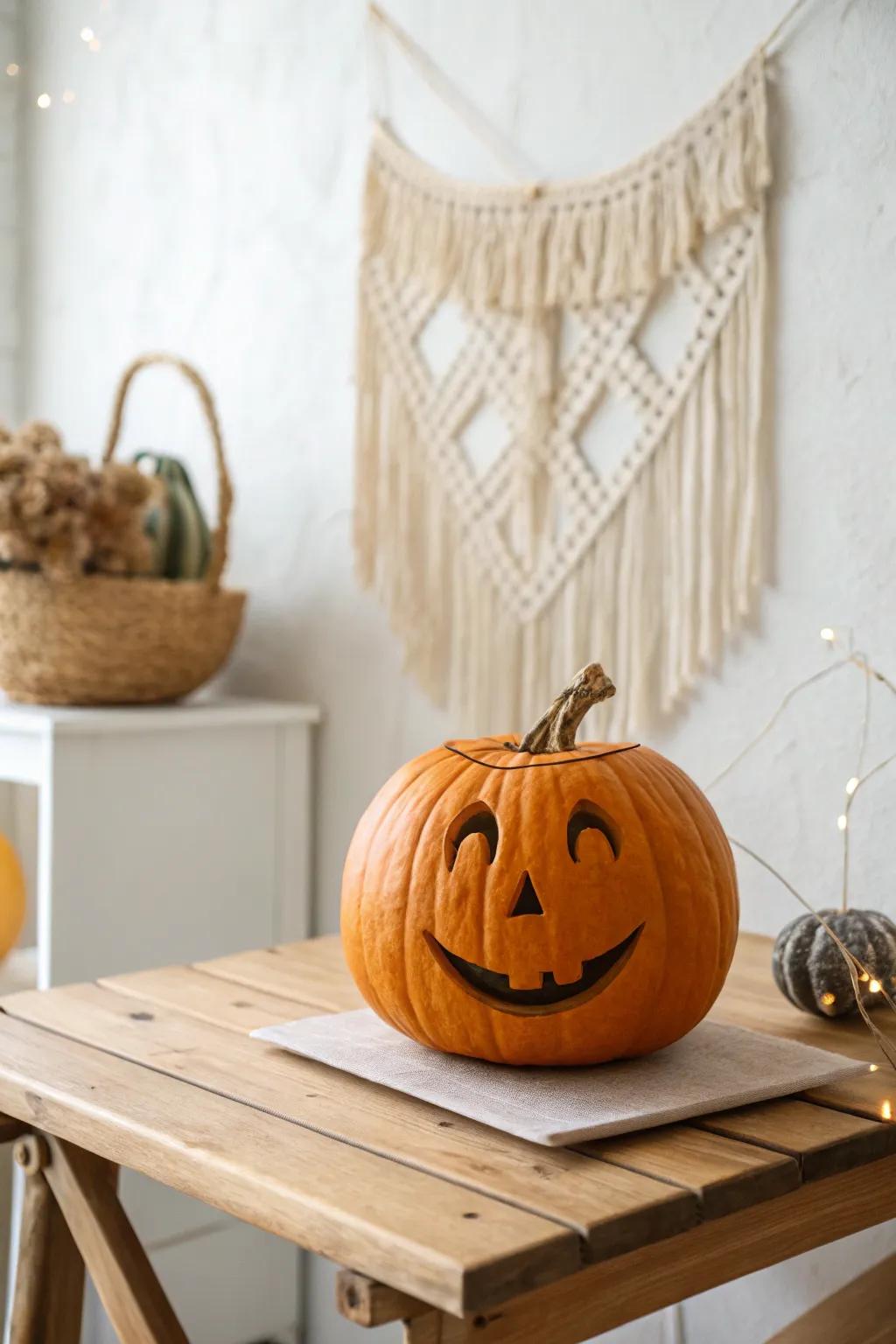 Express your autumn joy with a charming emoji pumpkin carving!