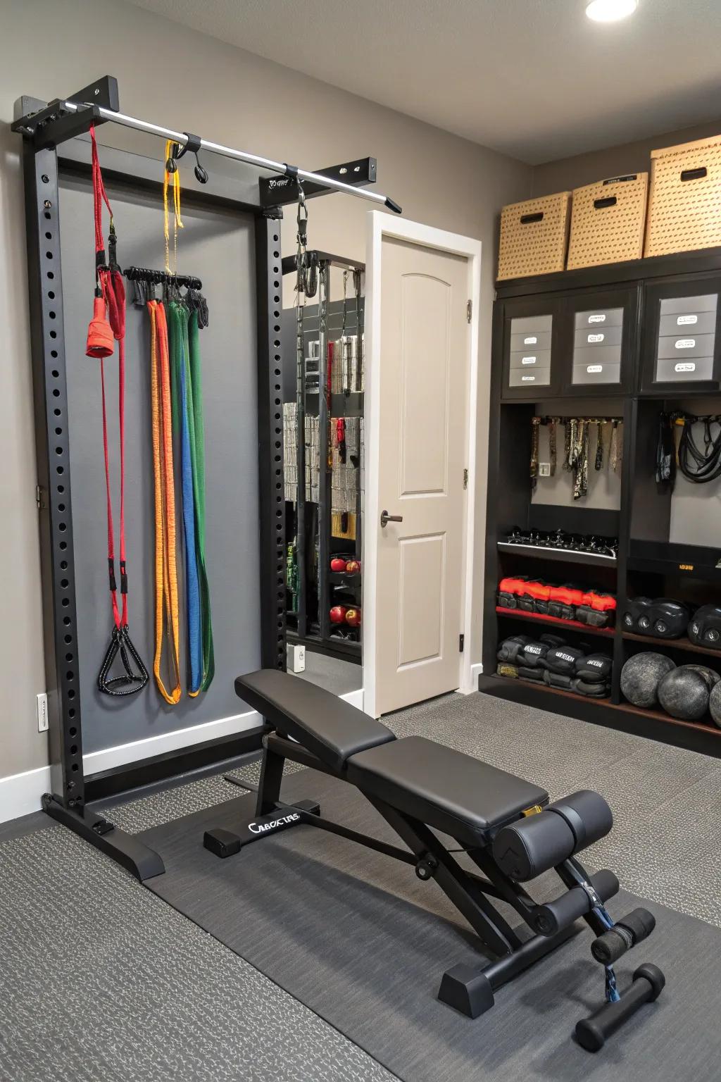 Versatile gym equipment that maximizes functionality in a compact space.
