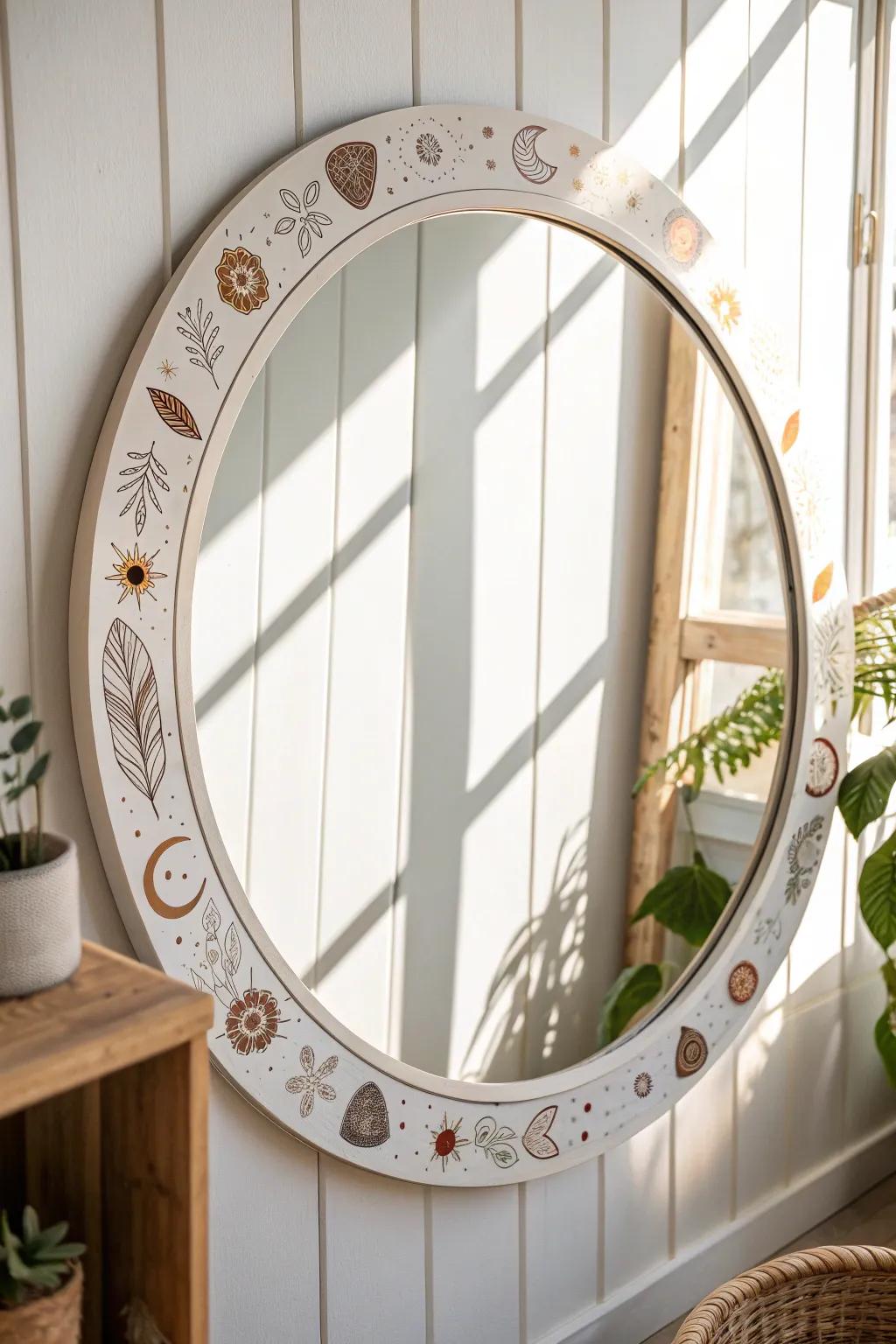 Transform your mirror into a work of art with a touch of boho flair.