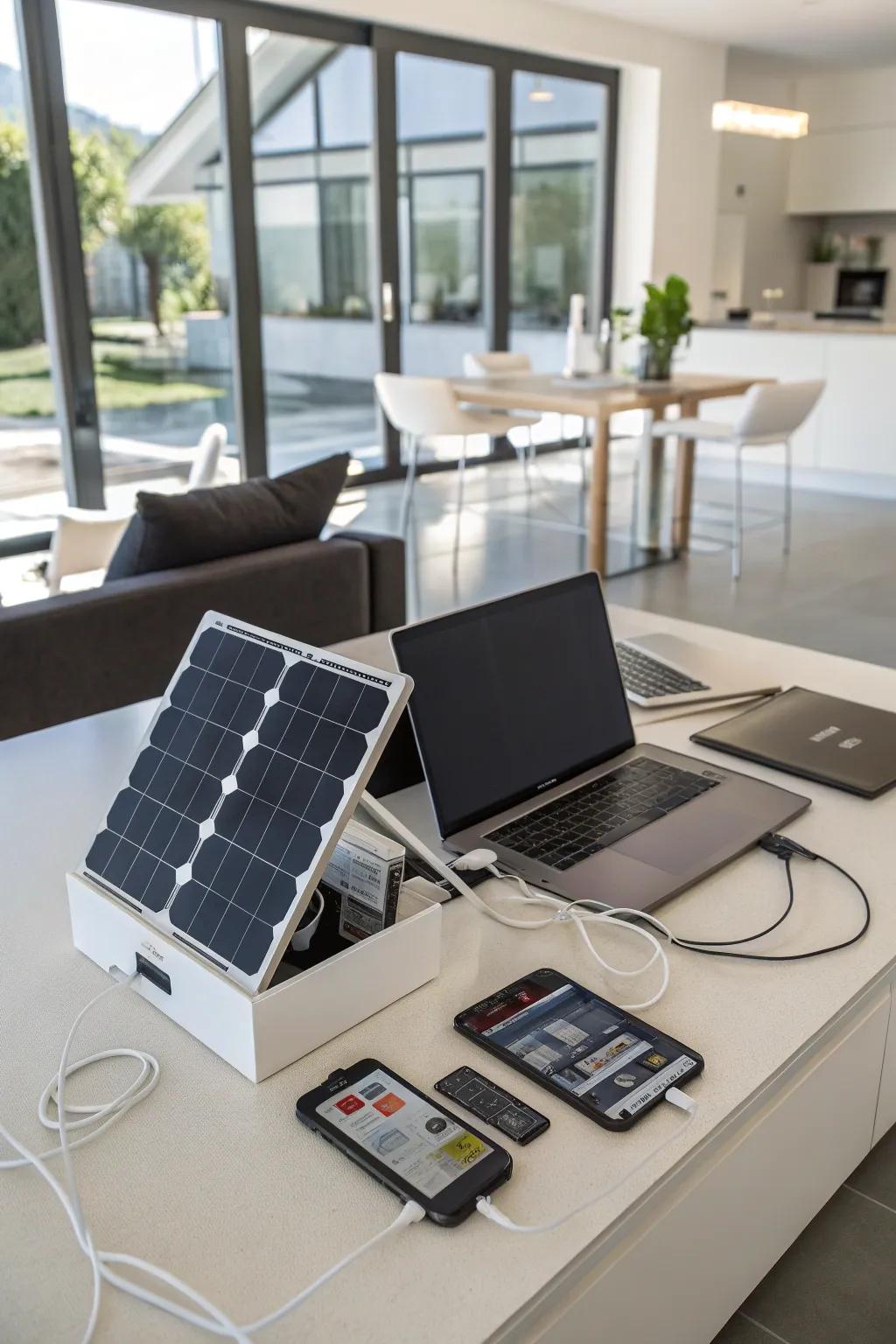 Charge your devices with a solar-powered station.