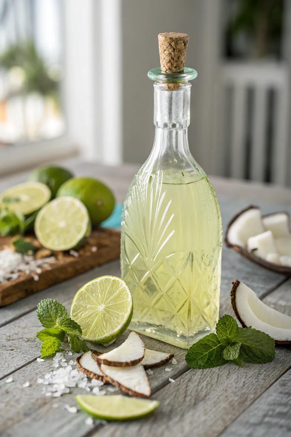 Sip into paradise with our Coconut-Lime Tequila infusion, the ultimate tropical escape in a bottle!