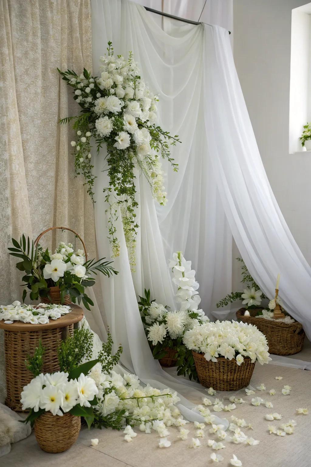 White elements symbolize purity and add a graceful touch.
