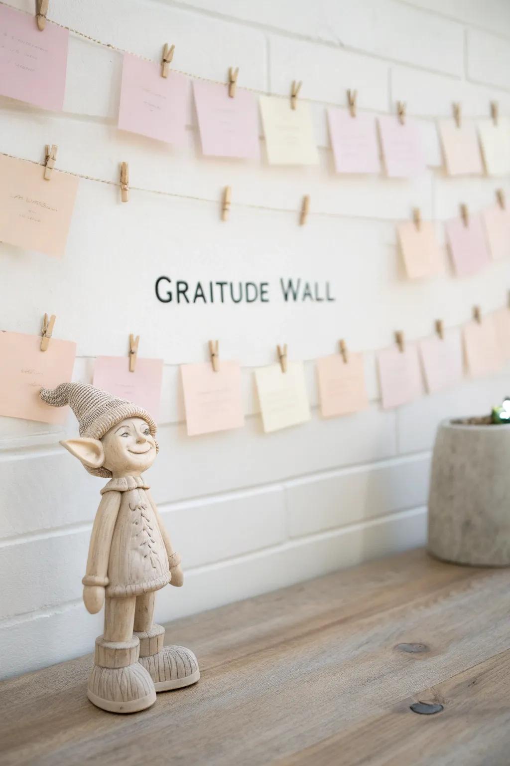 Transform your space into a corridor of positivity with a heartfelt Gratitude Wall, inspired by the kindness elf.