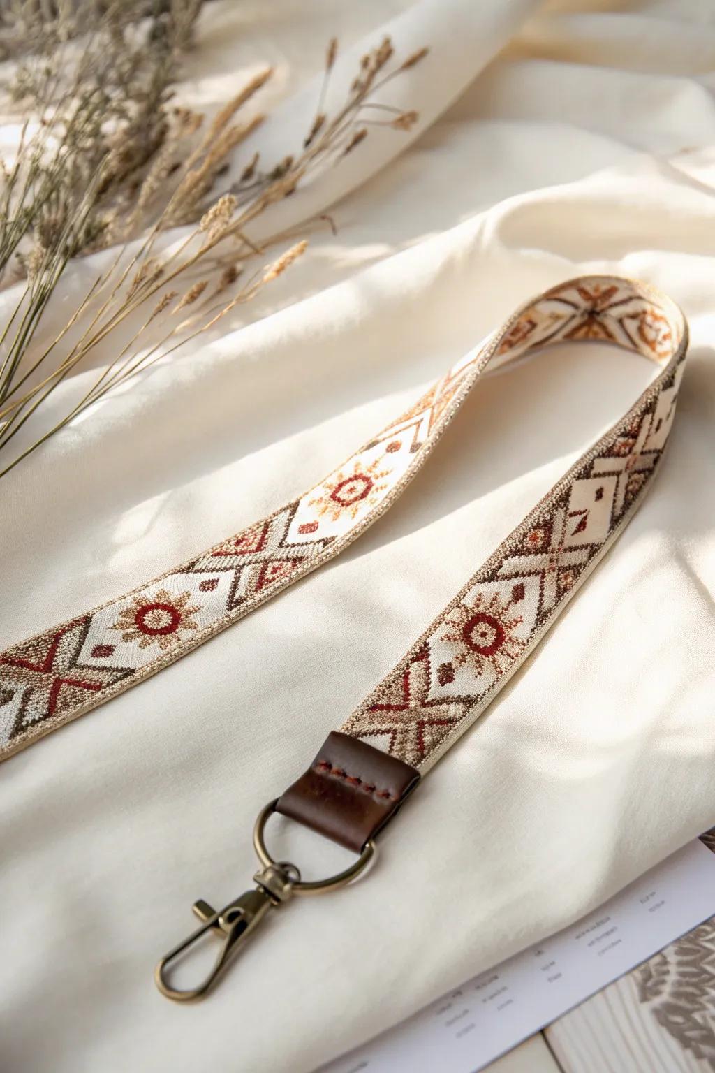 Celebrate diversity with a lanyard inspired by traditional motifs, blending simplicity with cultural elegance.