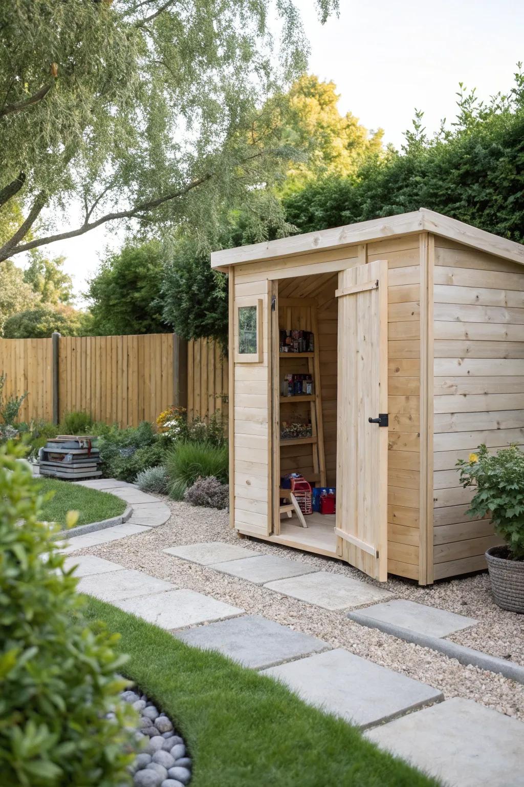 Transform your backyard with this minimalist outdoor toy shed—where simplicity meets functionality.