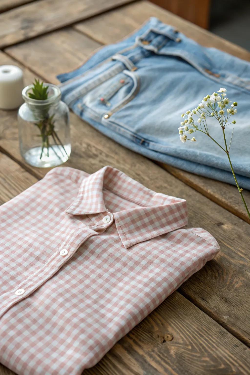 Effortless 50s chic: Gingham glamour with a modern twist.