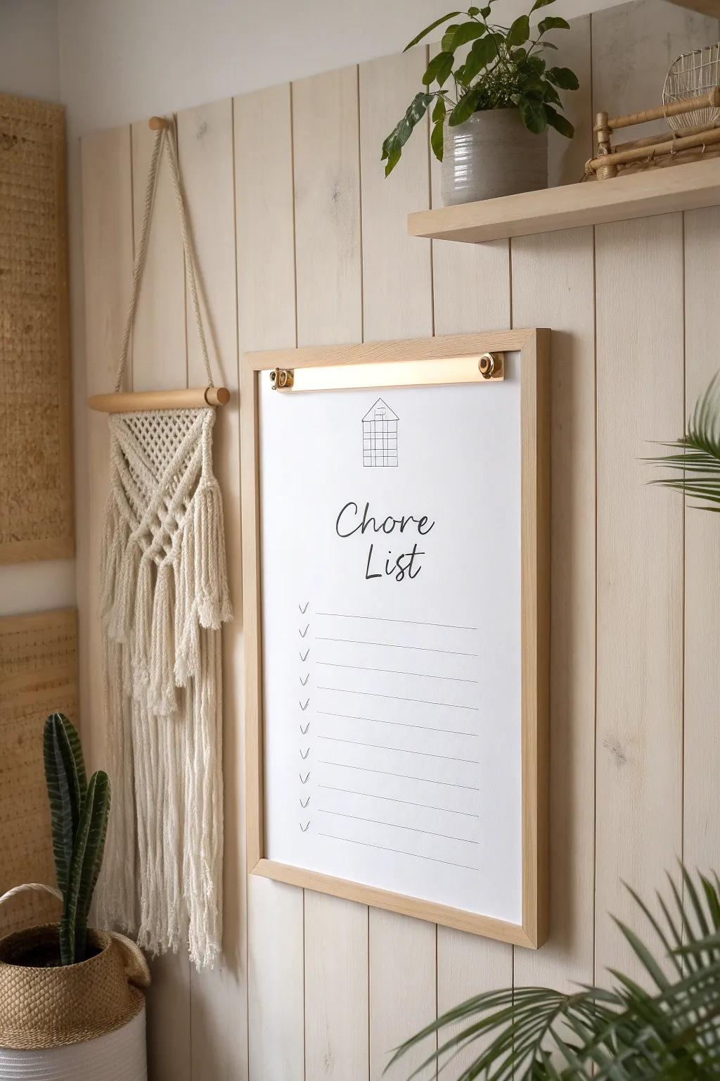 Elevate your home organization with a chic and simple chore list that blends Scandinavian minimalism with a touch of boho charm.