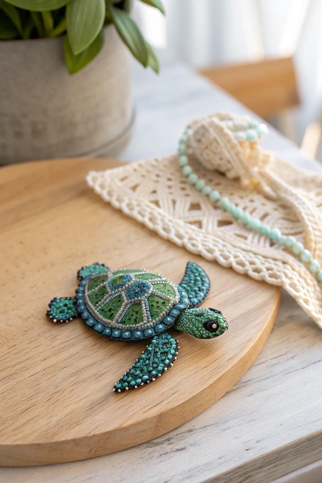 Tiny Turtle, Big Charm: Add a splash of exotic color to your collection with this intricate perler bead creation.