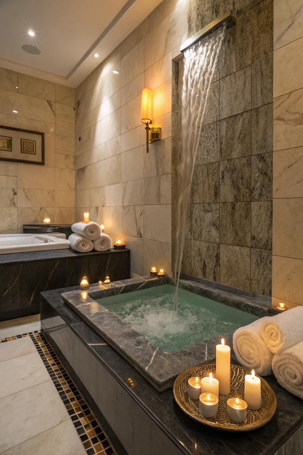 A water feature adds a spa-like and extraordinary touch.