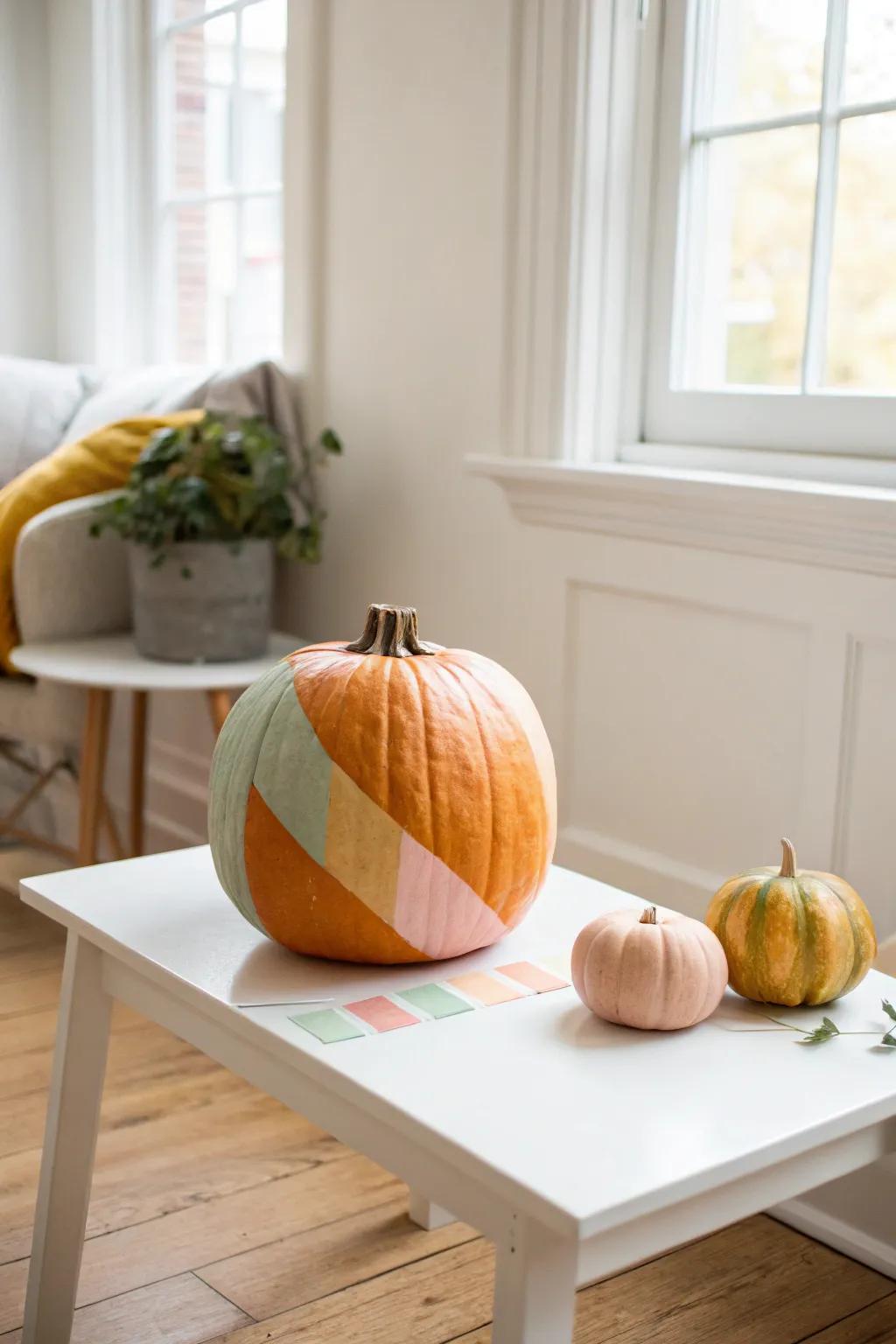 Transform your space with a playful pop of color! 🎨✨ #PumpkinArt #ScandiBoho #ColorBlockFun