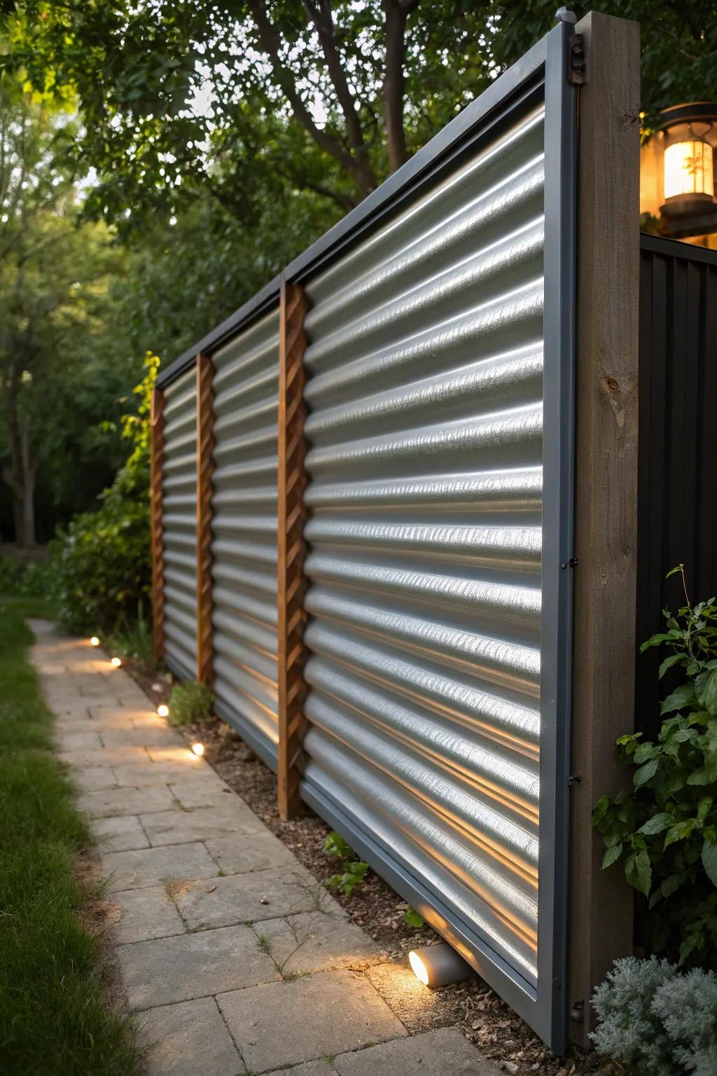 Elevate your outdoor space with the rugged elegance of corrugated metal panels. Perfect for those who appreciate modern design and durability.