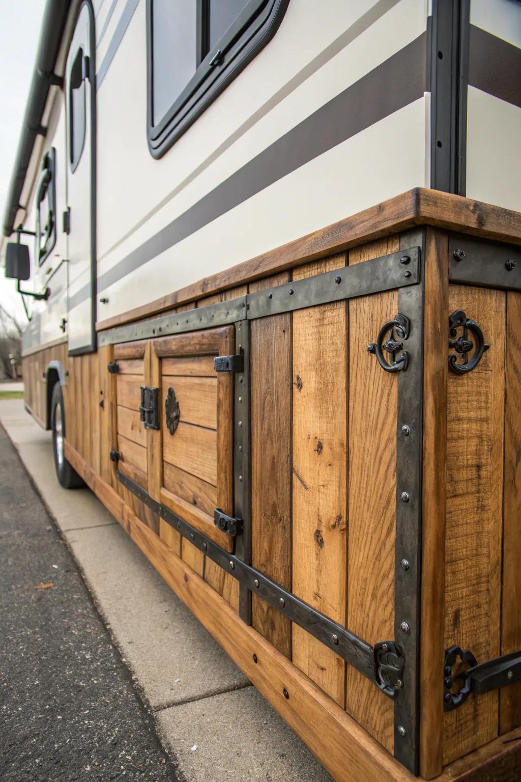 Elevate your RV style with rustic charm and handcrafted elegance.