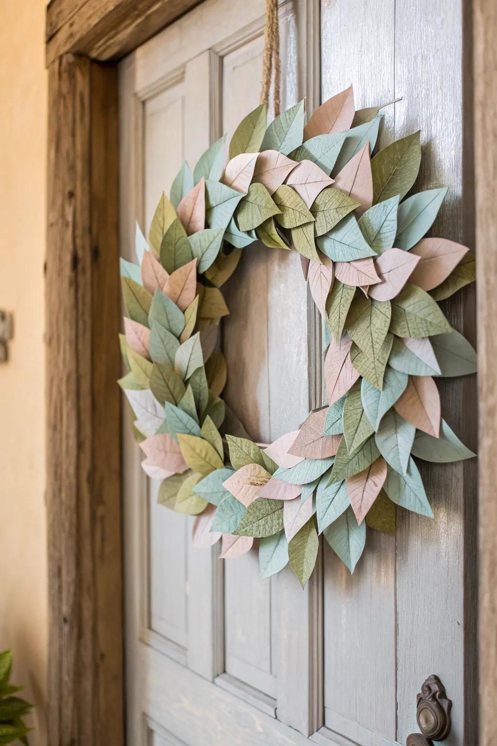 Welcome the seasons with a handcrafted paper leaf wreath—simple, elegant, and customizable for every occasion.