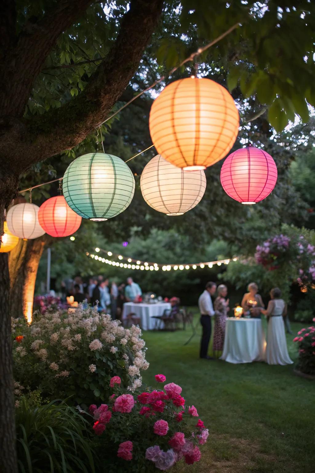 Paper lanterns bring festive color and light to any party.