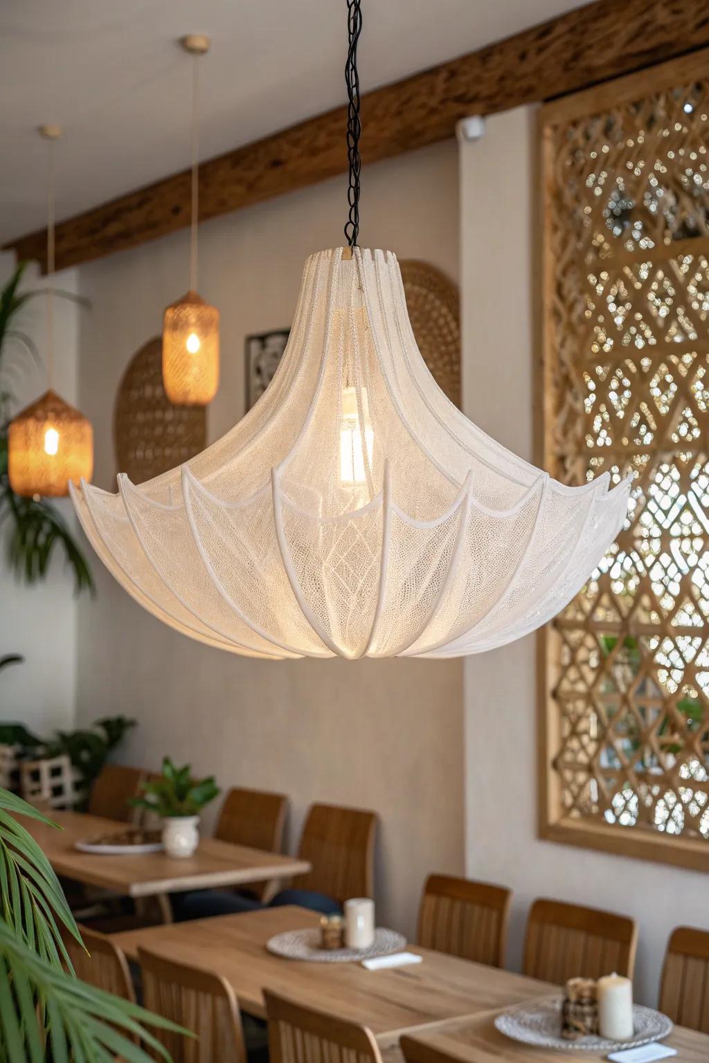 Transform your space with the serene elegance of custom acrylic light fixtures. #MinimalistDesign #ScandiBoho #Craftsmanship