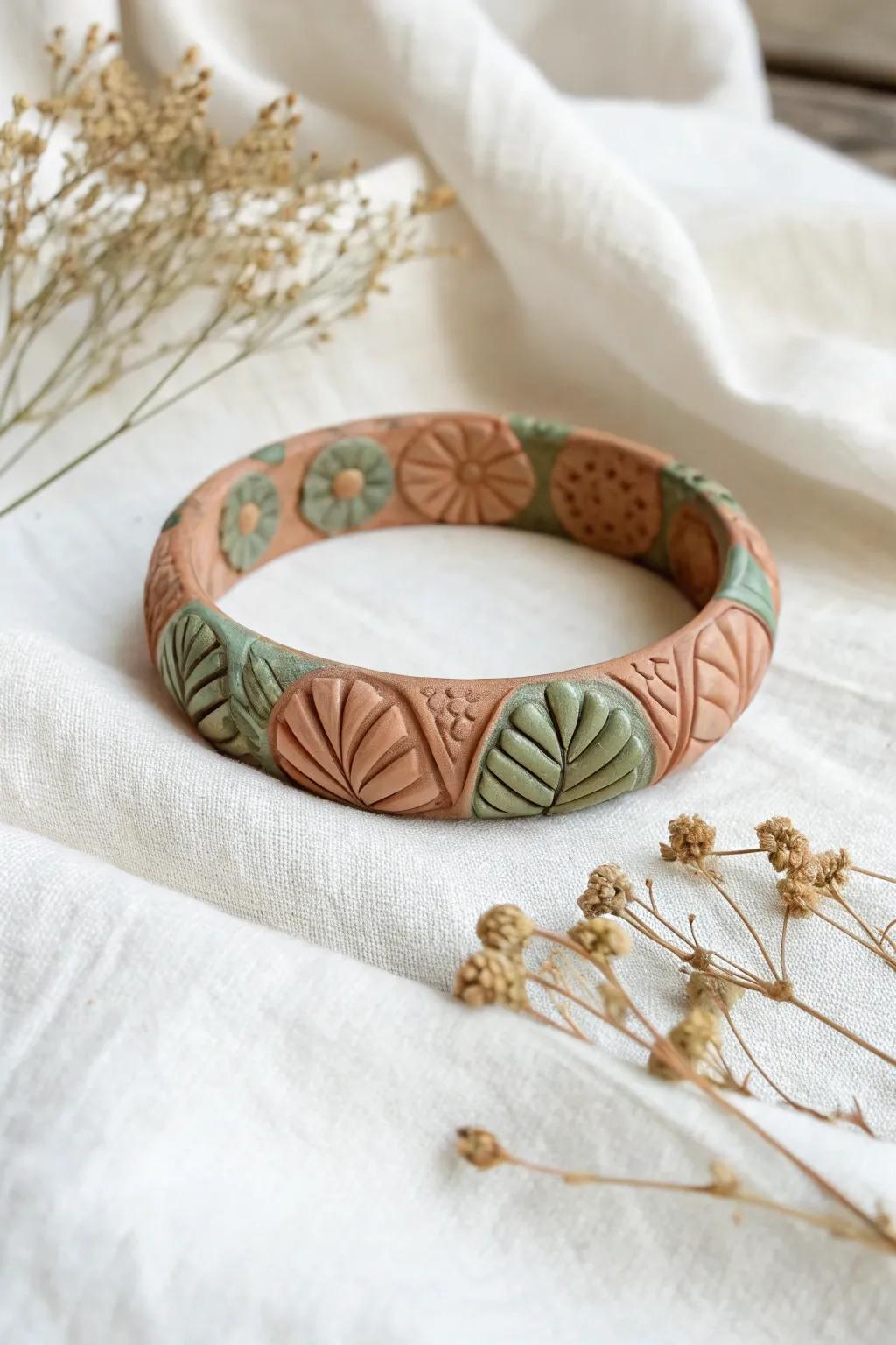 Timeless elegance meets modern simplicity with this vintage-inspired polymer clay bracelet. Perfect for the minimalist at heart.