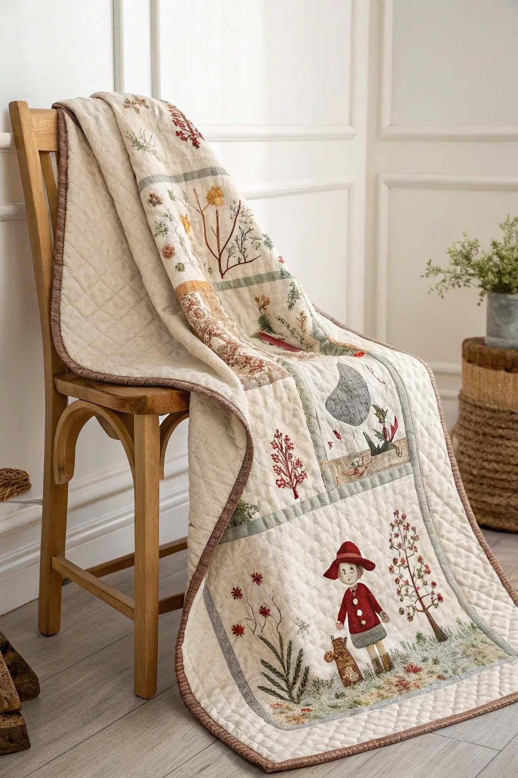 Dive into a bedtime story with this enchanting storybook quilt, where simplicity meets whimsical charm.