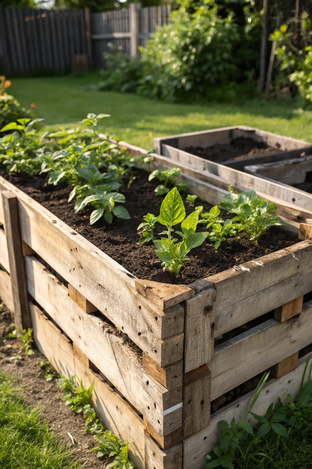 Transform waste into wonder with this handcrafted composting pallet bed—where sustainability meets style.
