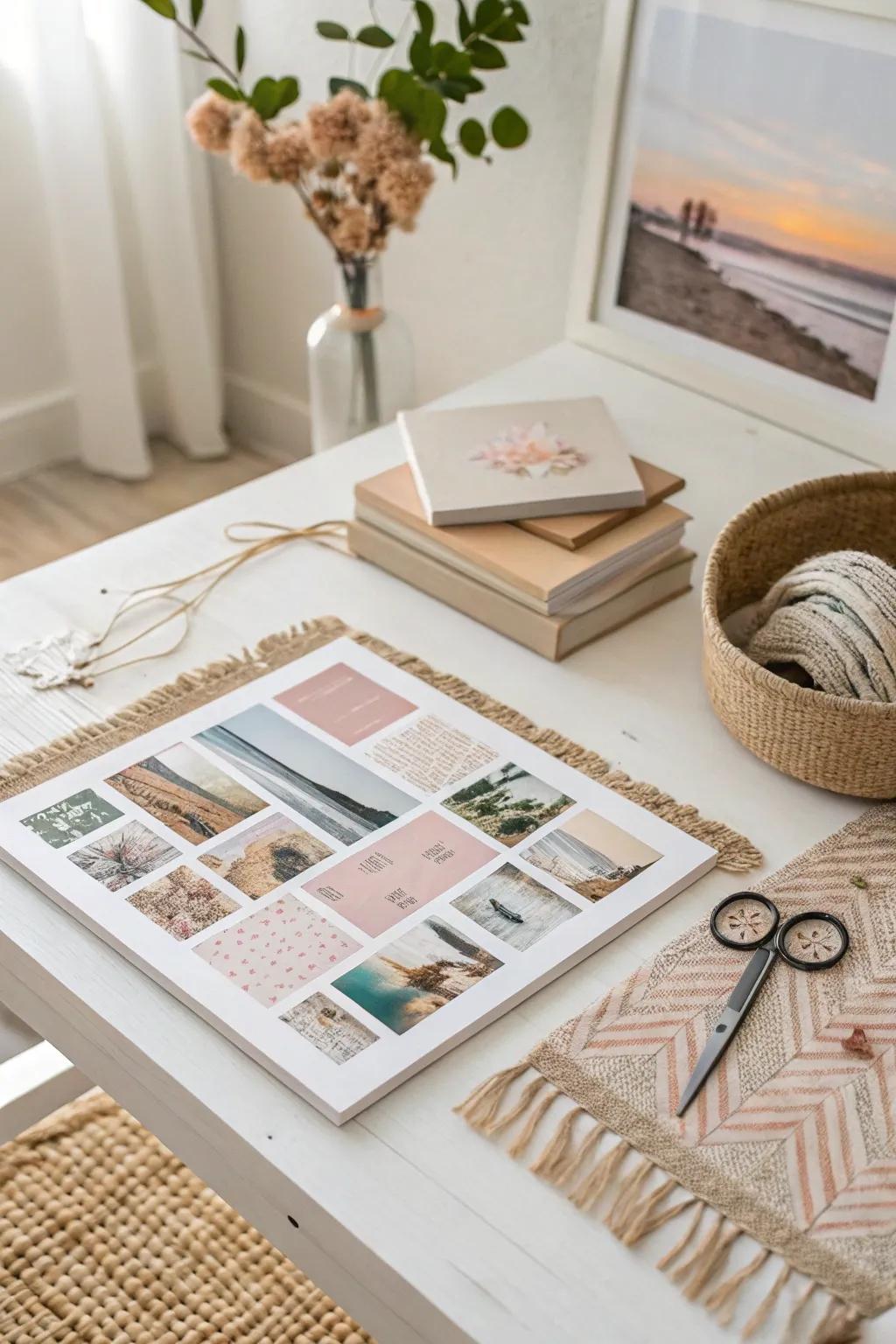 Discover tranquility through the art of collage making—where simplicity meets creative expression.