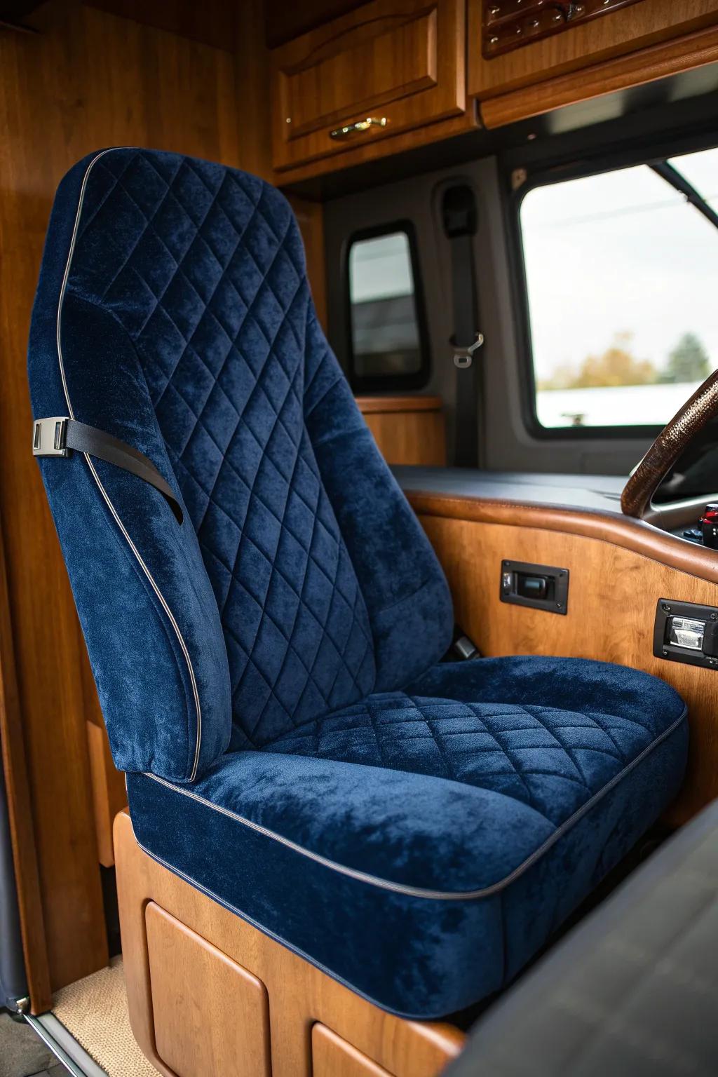 Elevate your RV experience with the sumptuous touch of velvet upholstery.
