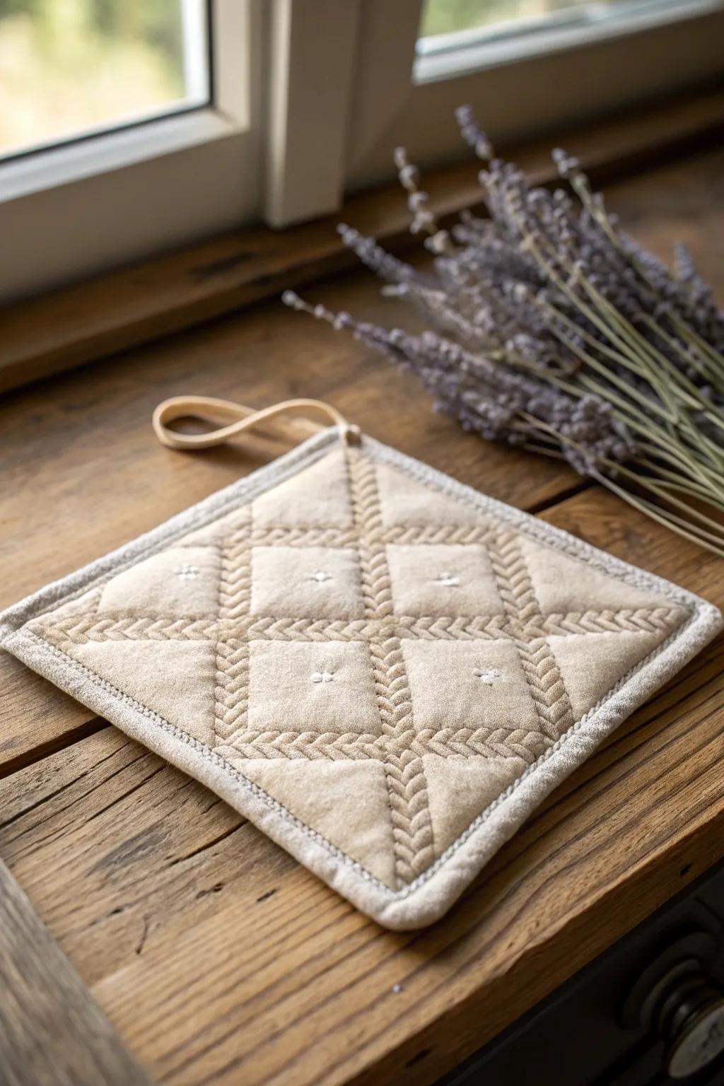 Elevate your kitchen with the warmth of handcrafted elegance. #HandmadeHotPads #ScandiBoho