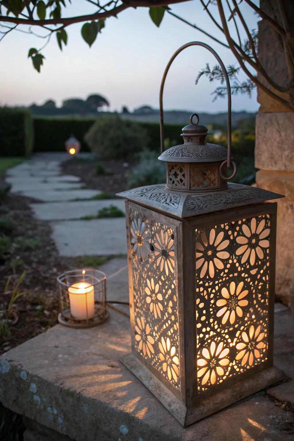 Illuminate your evenings with the timeless elegance of handcrafted metal lanterns.