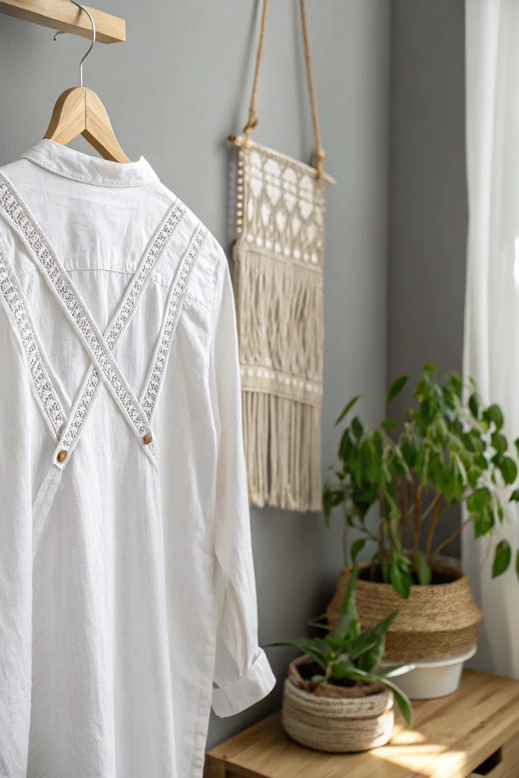 Discover the art of shirt transformation with a stunning harness effect. A blend of simplicity and elegance.