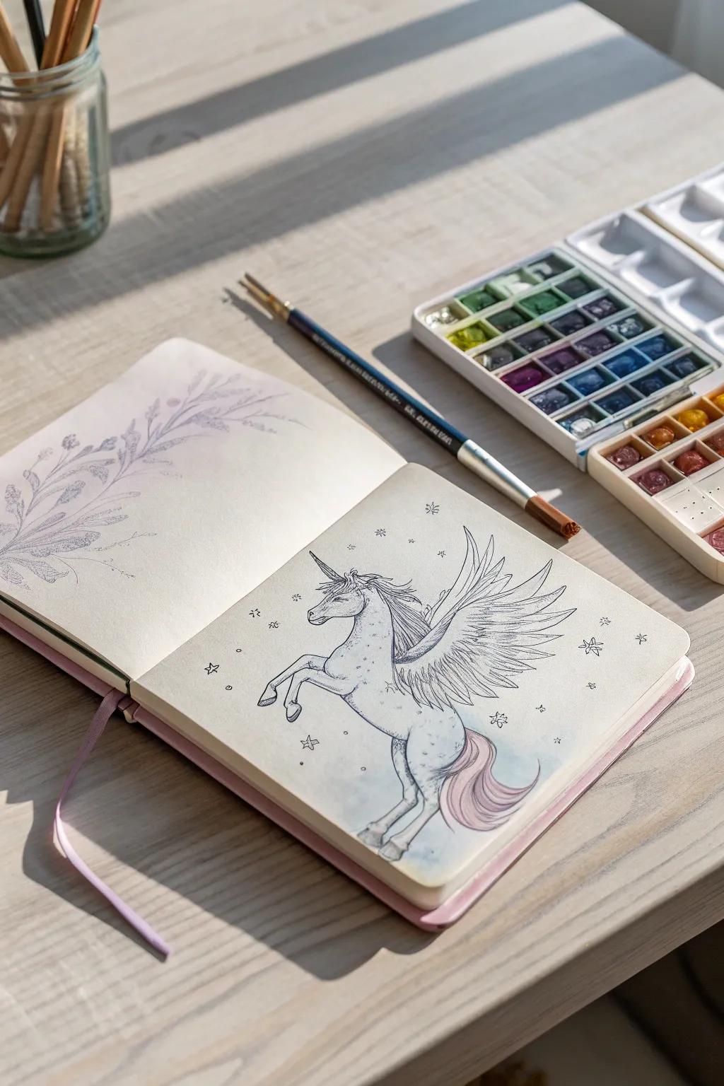 Unleash your imagination and sketch the magical world of mythical creatures. ✨🦄 #ArtisticJourney #MysticalCreatures