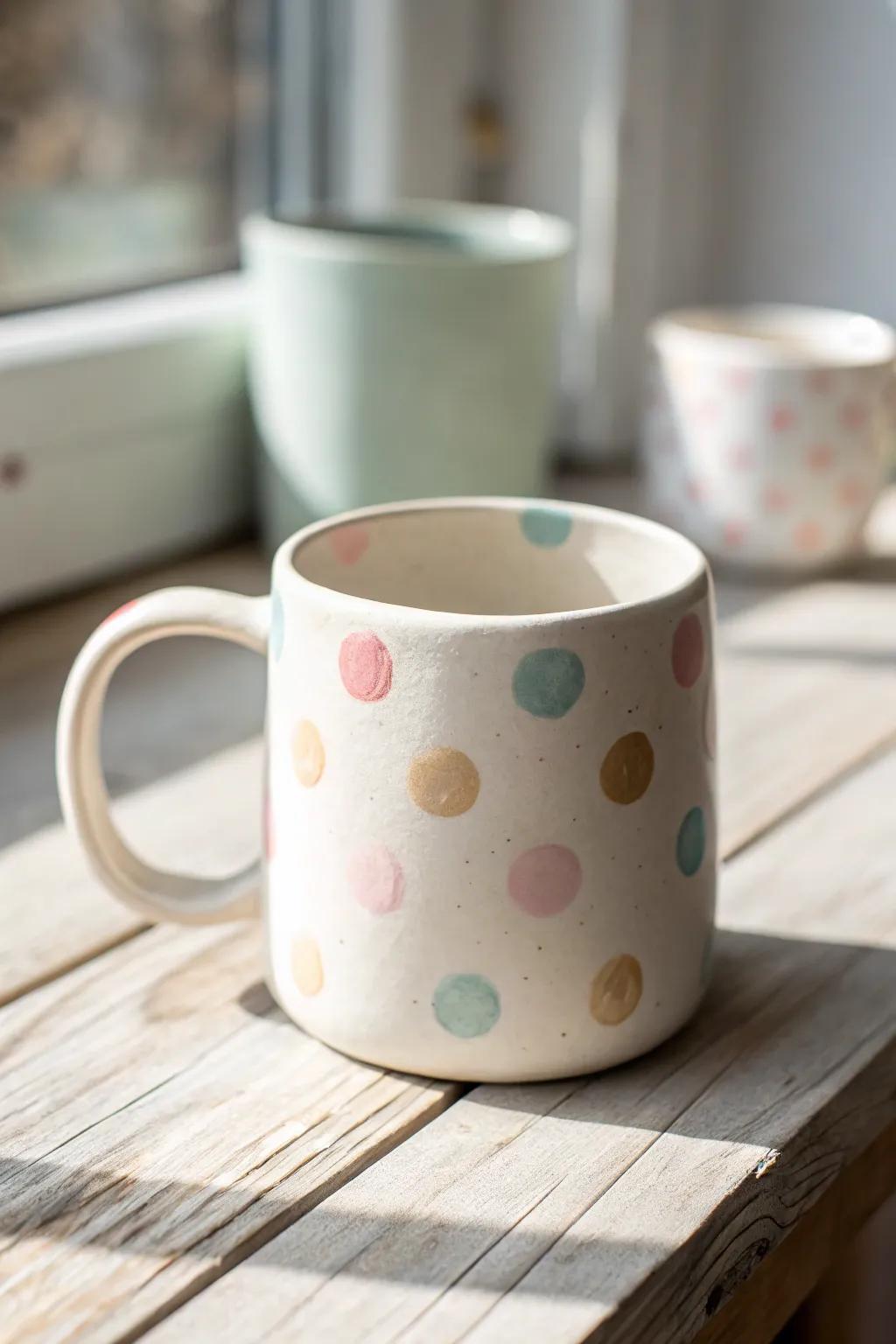 Add a cheerful touch to your kitchen with this charming polka dot slab mug!