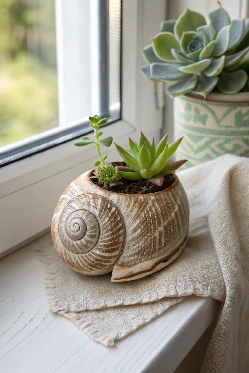 Add a touch of nature to your space with these charming snail shell planters. Perfect for minimalist and boho interiors!