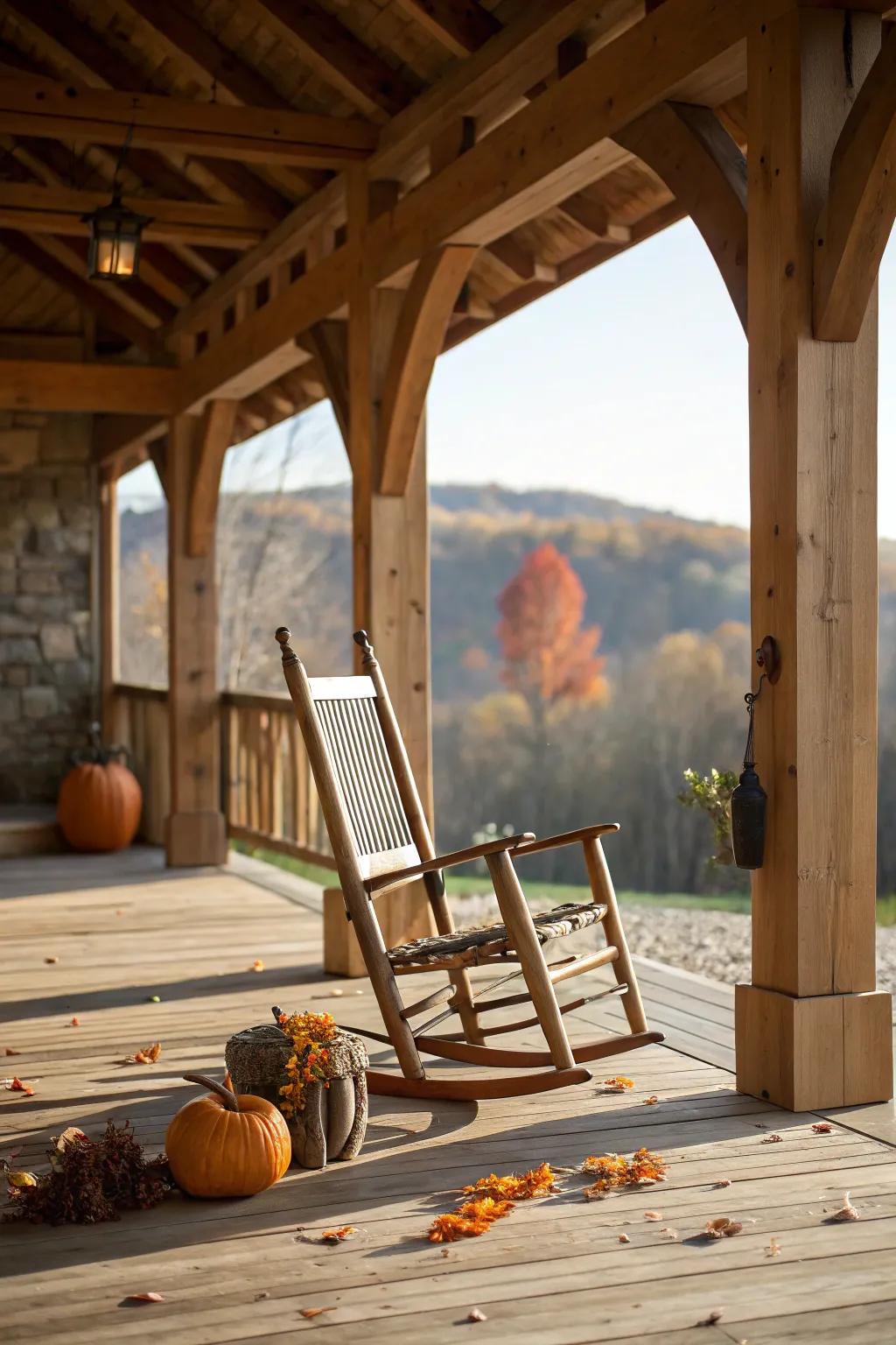 Transform your timber frame porch into a seasonal sanctuary with handcrafted charm.