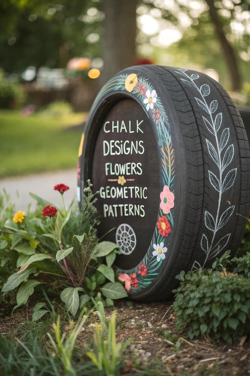 Transform your garden with an interactive chalk tire planter—where creativity meets craftsmanship.