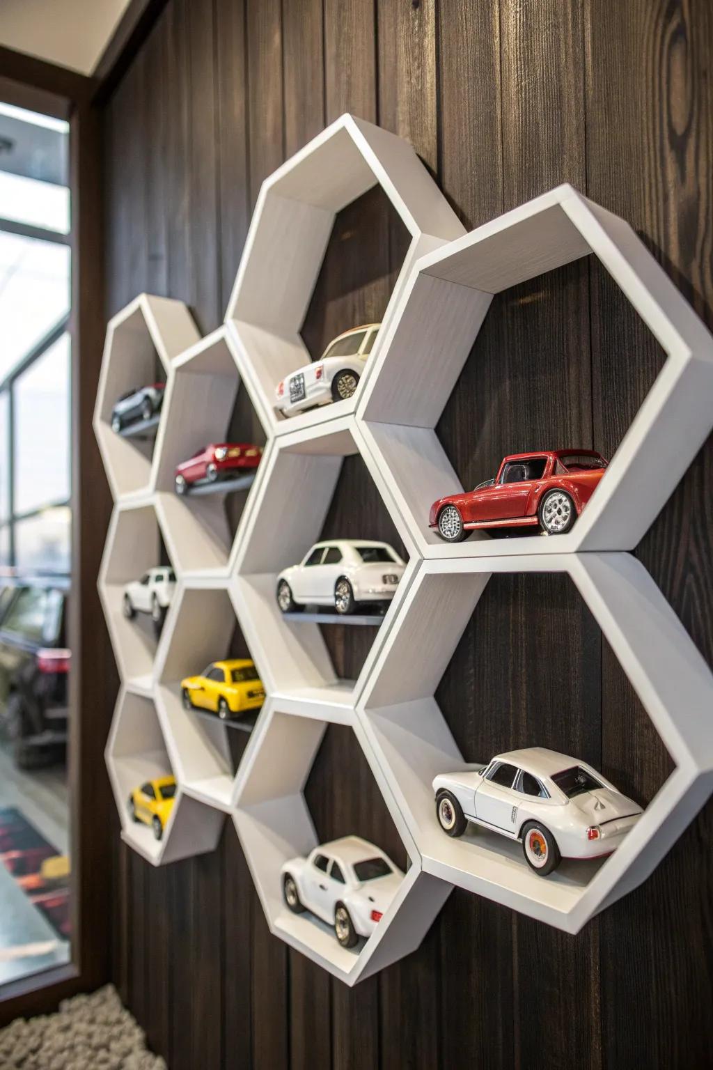 Elevate your collection with a stunning honeycomb PVC display, where craftsmanship meets creativity.