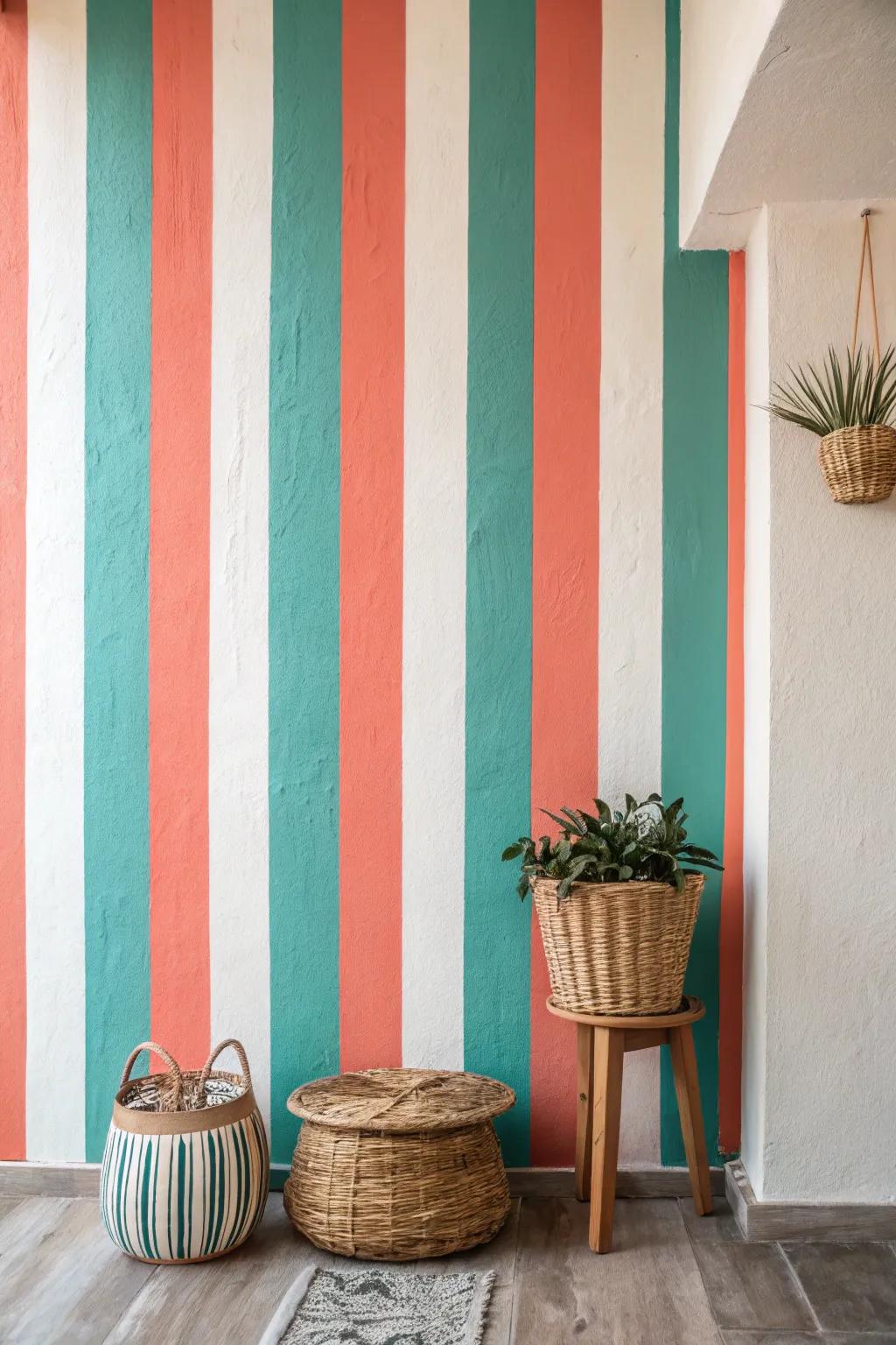 Discover the perfect balance with complementary colors in vertical stripes for a bold yet harmonious look.