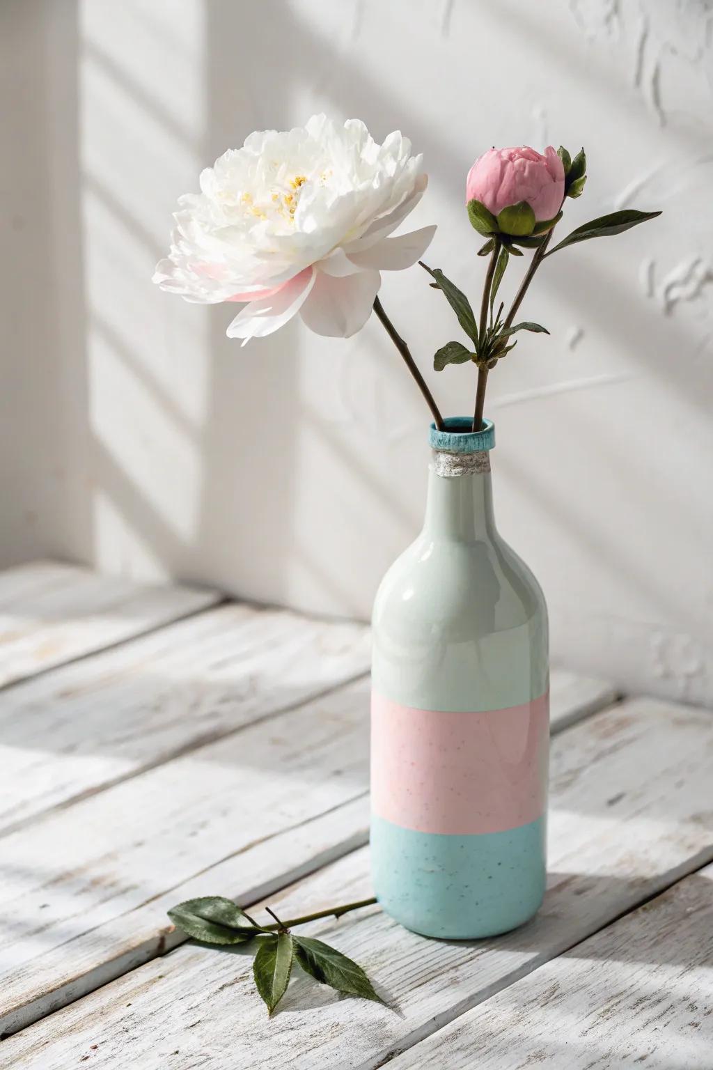 Transform ordinary bottles into charming vases that embody minimalist elegance and natural beauty.