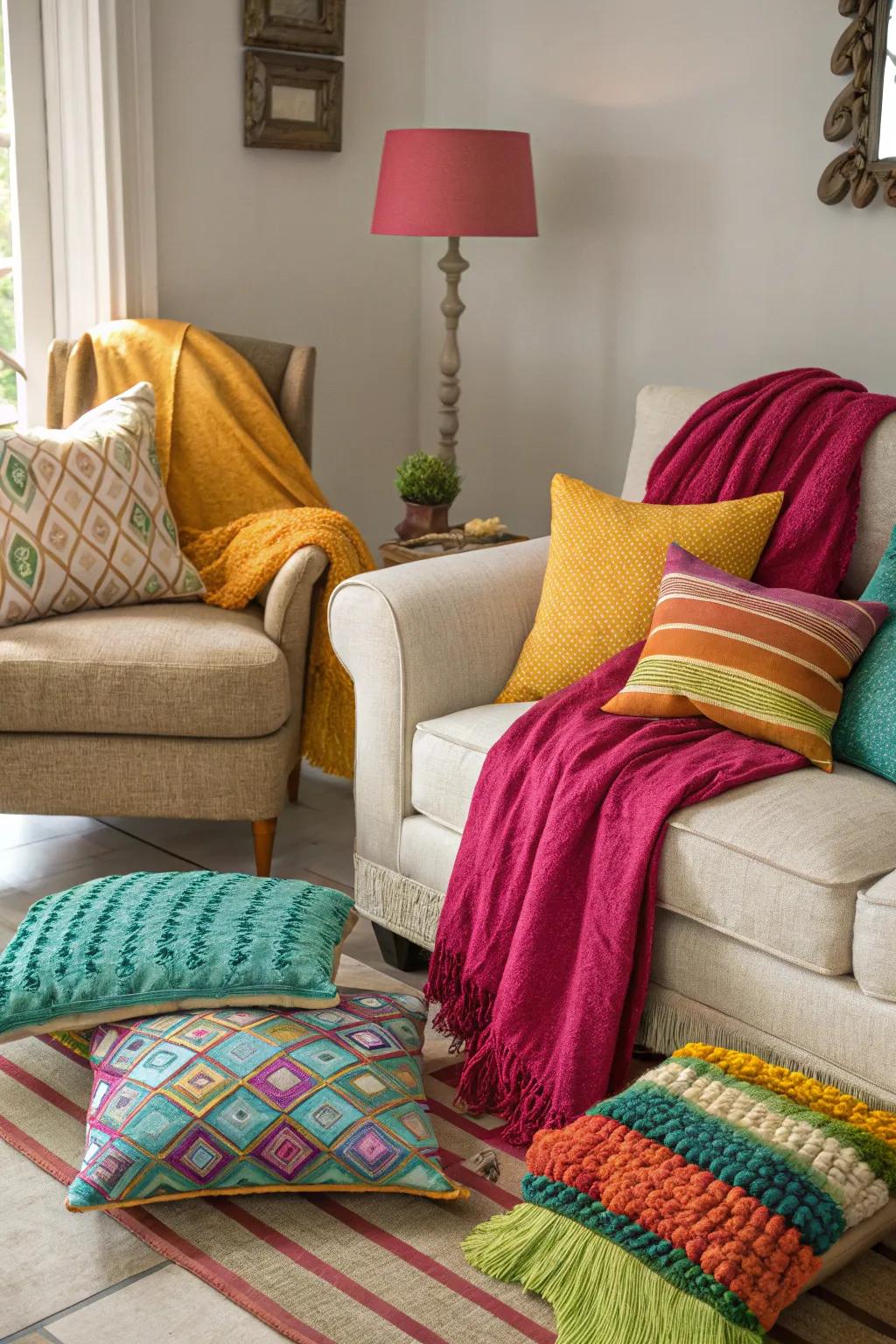 Colorful accents bring vibrancy to the decor.